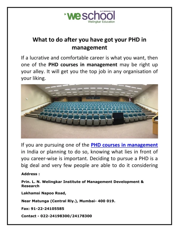 What to do after you have got your PHD in management