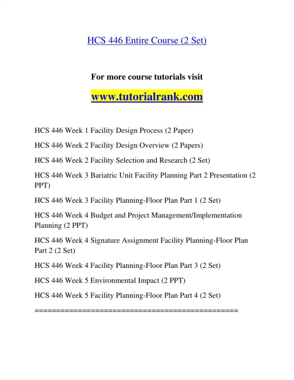 hcs 446 entire course 2 set