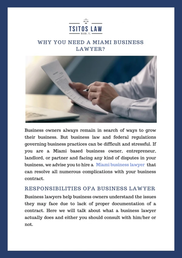 Why You Need a Miami Business Lawyer?