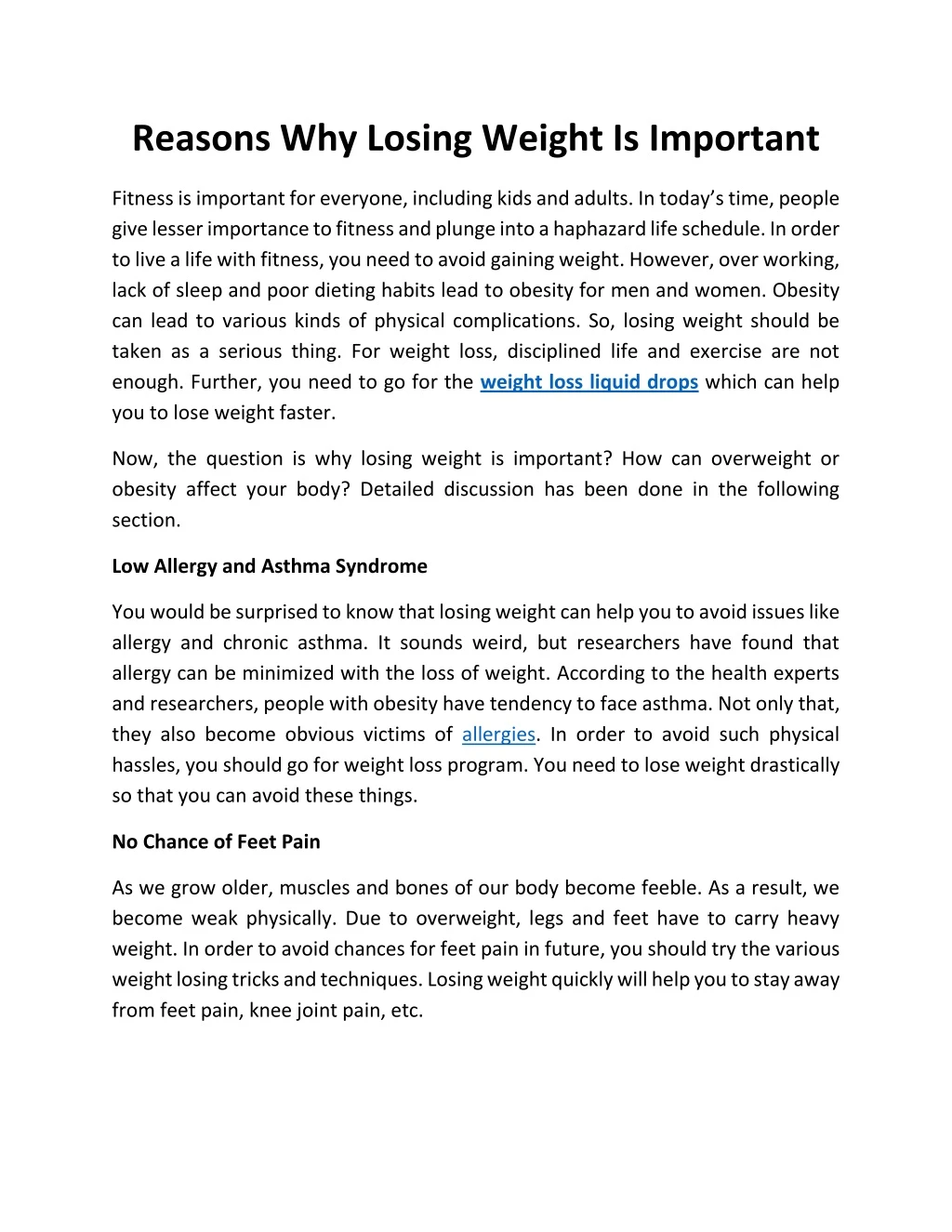 reasons why losing weight is important