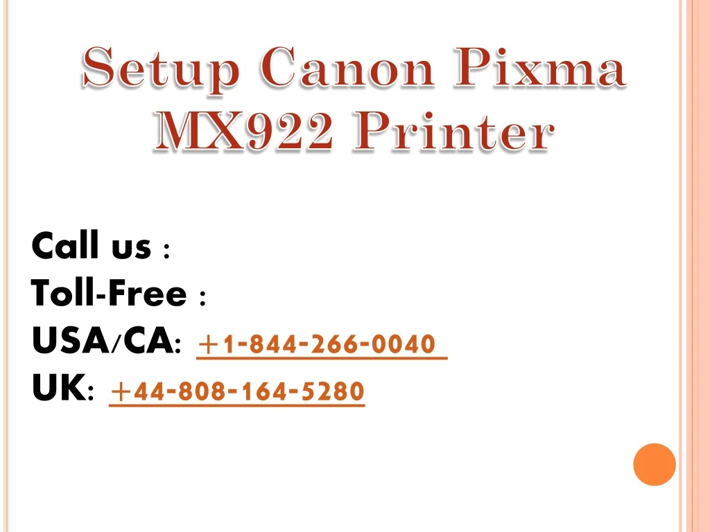 setup canon pixma mx922 printer