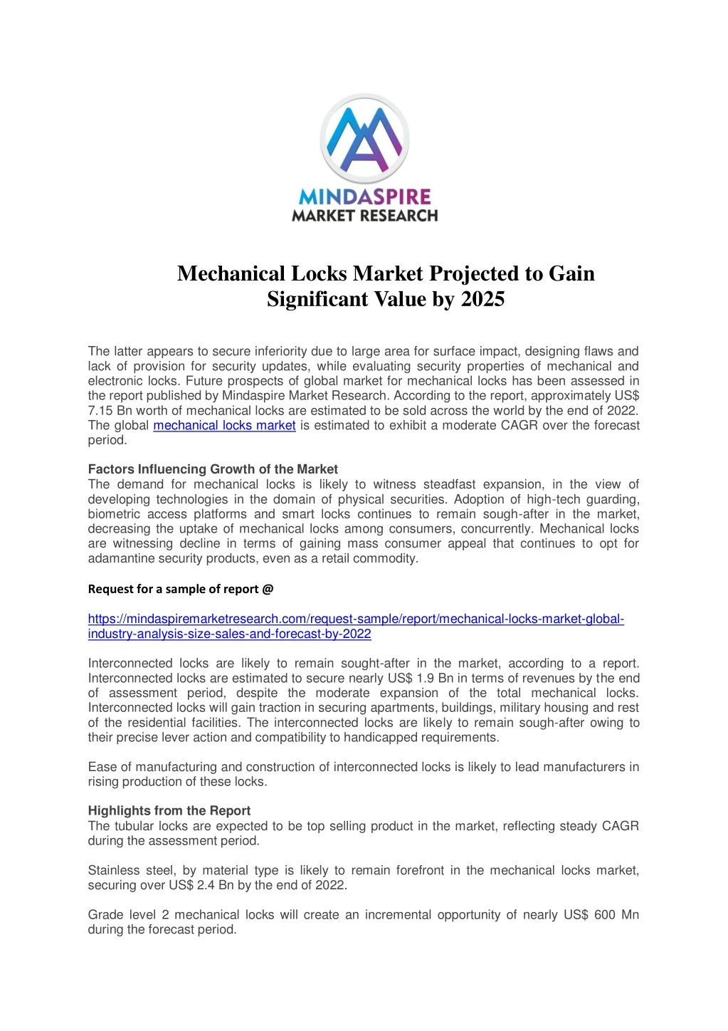 mechanical locks market projected to gain