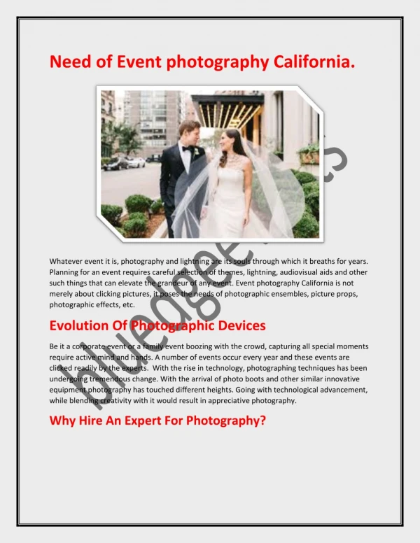 Need of Event photography California.
