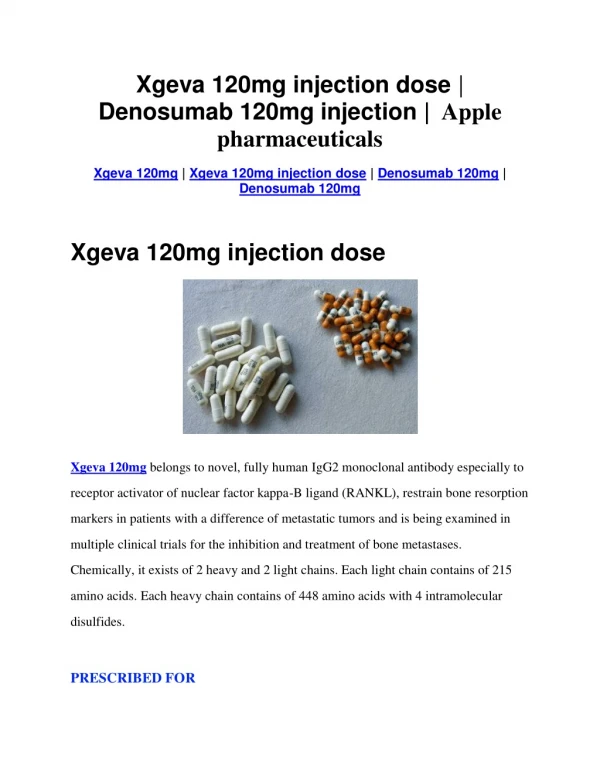 Xgeva 120mg injection dose | Denosumab 120mg injection