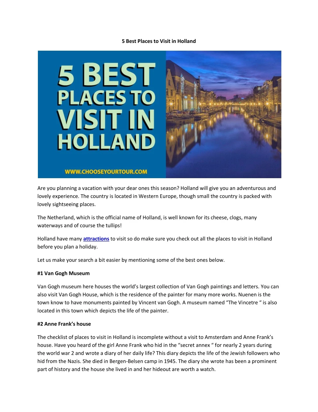 5 best places to visit in holland