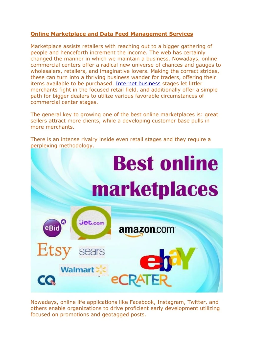 online marketplace and data feed management