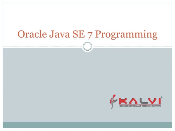 Oracle Java SE 7 Programming