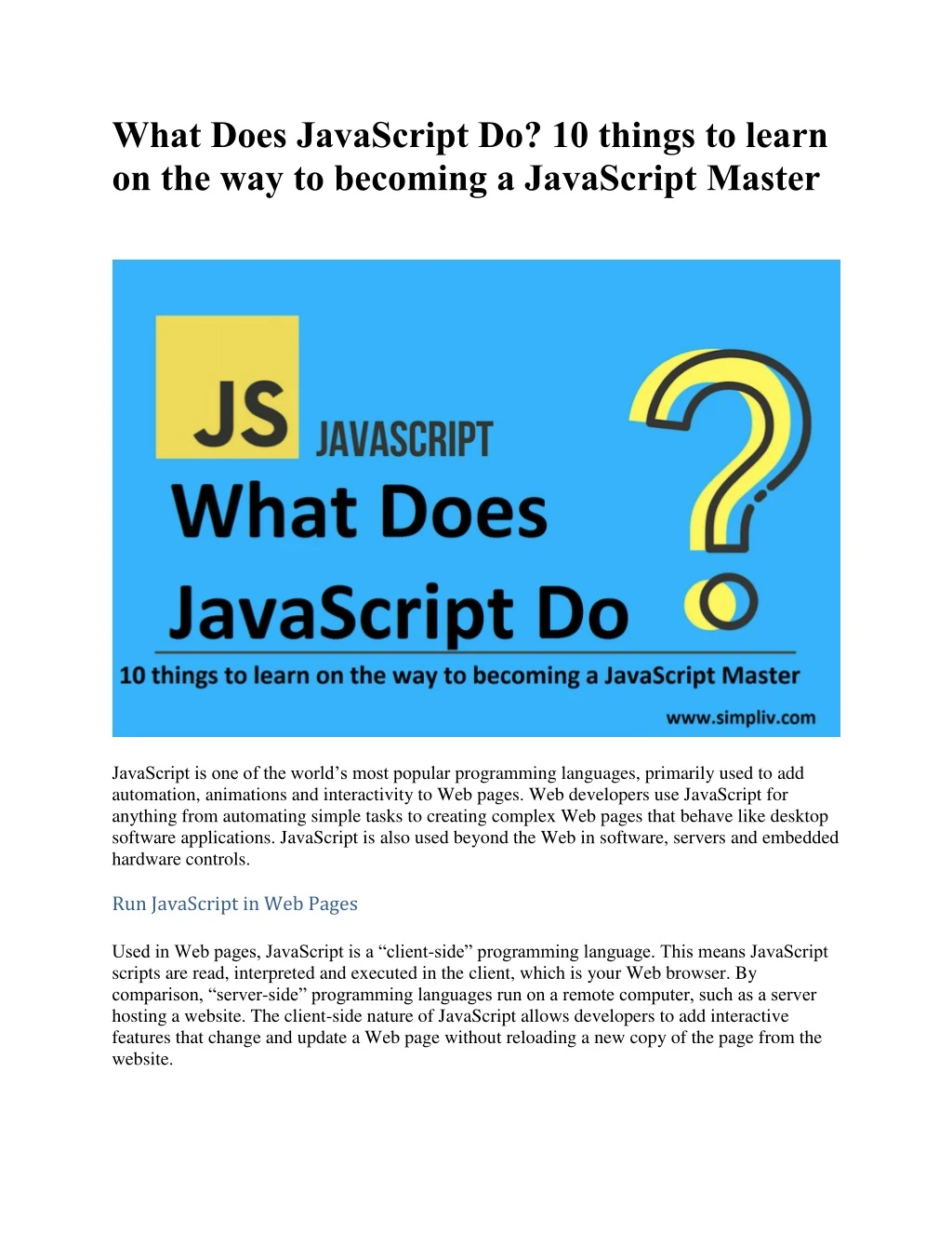 what does javascript do 10 things to learn