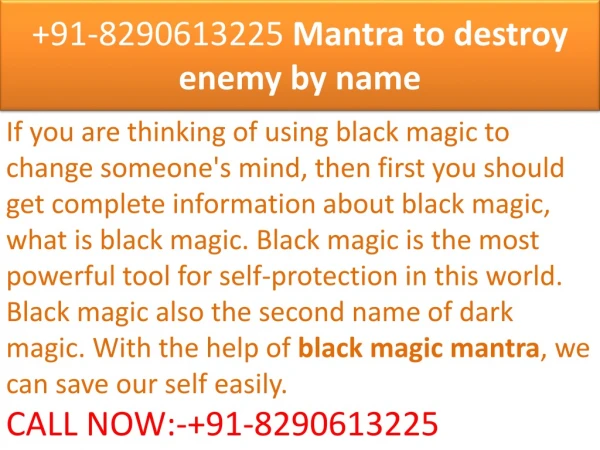 91-8290613225 Mantra to destroy enemy by name