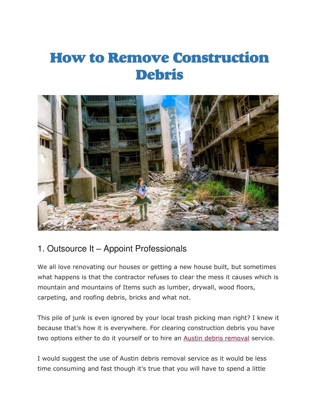 how to remove construction debris