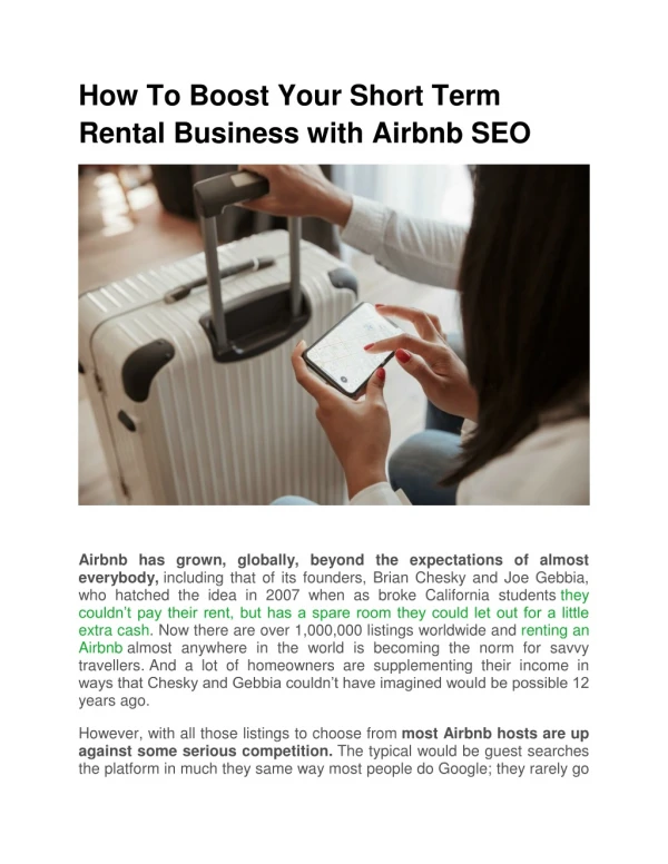How To Boost Your Short Term Rental Business with Airbnb SEO