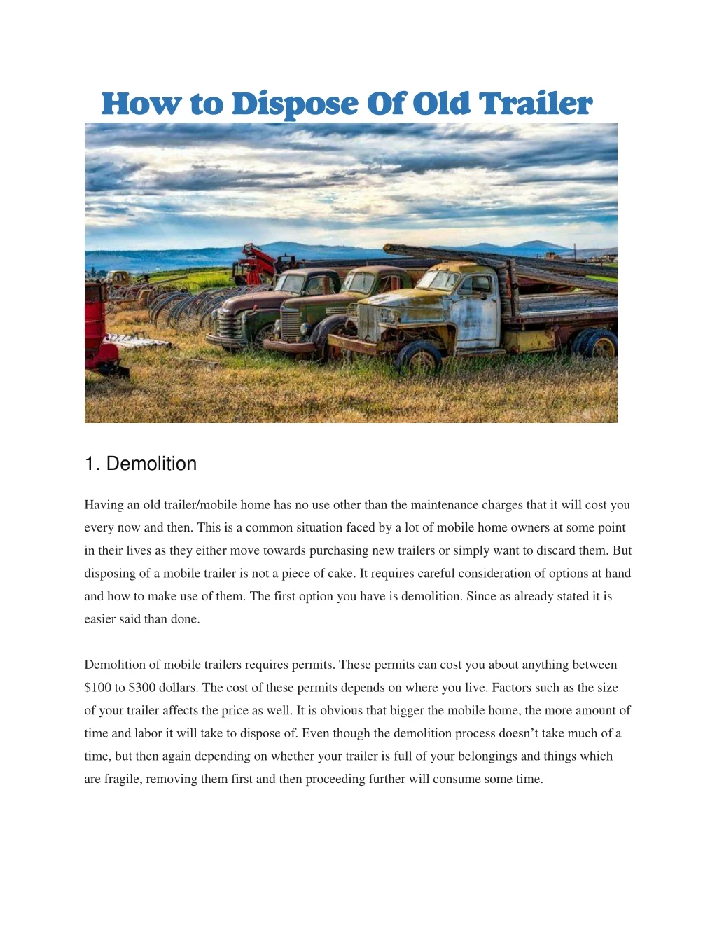 how to dispose of old trailer