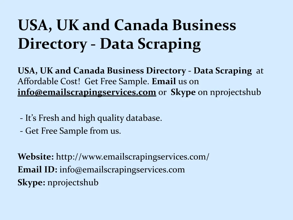 usa uk and canada business directory data scraping