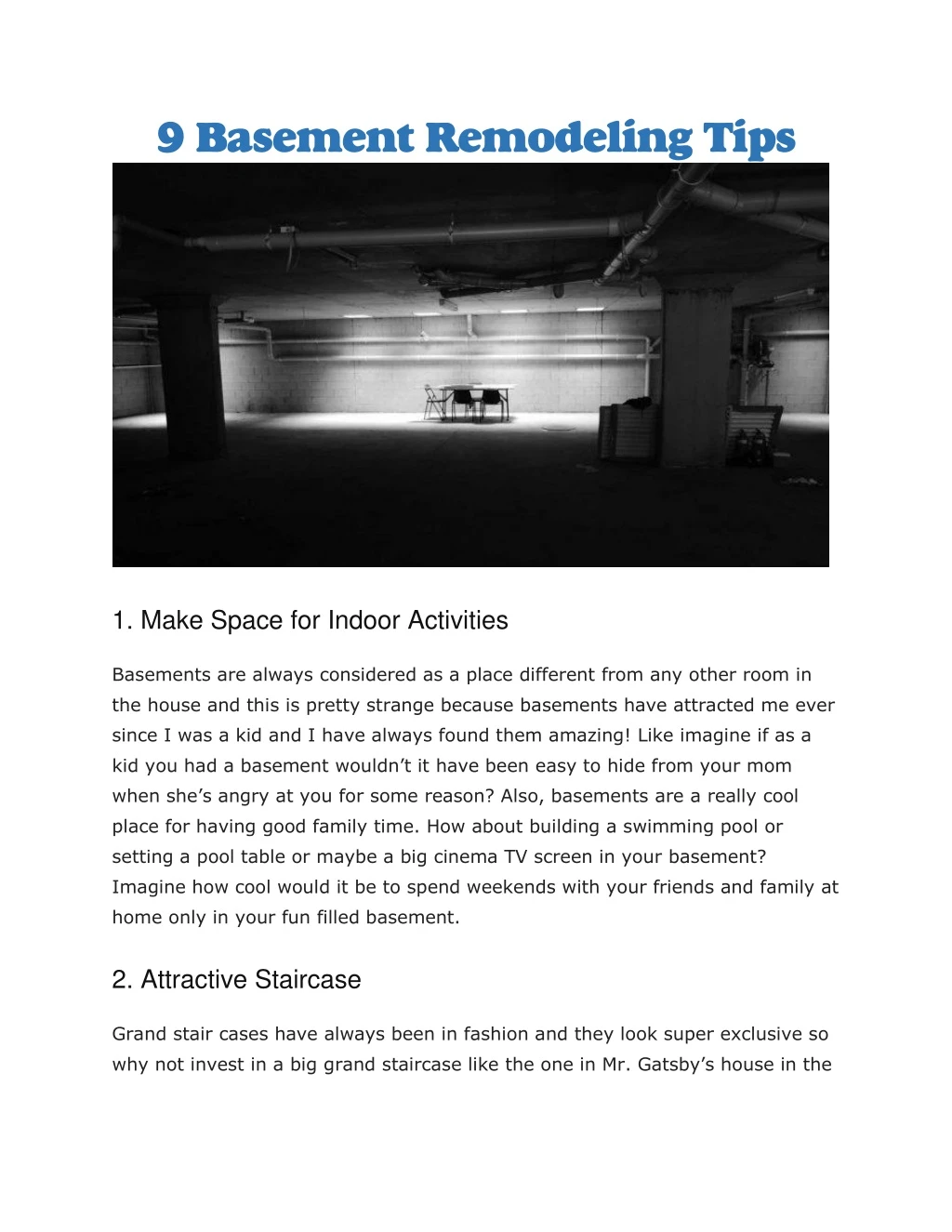 9 basement remodeling tips