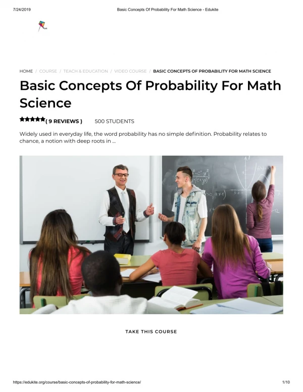Basic Concepts Of Probability For Math Science - Edukite