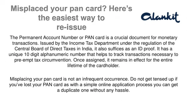 Misplaced your pan card