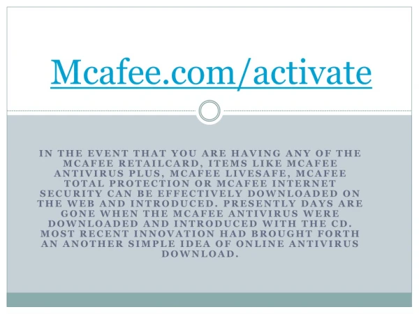 McAfee.com/Activate- www.Mcafee.com/Activate