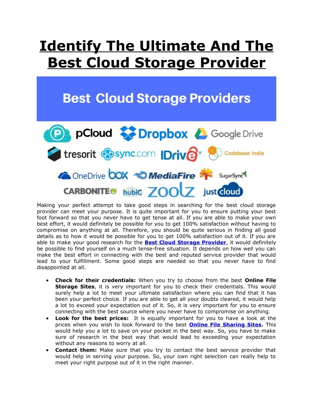 identify the ultimate and the best cloud storage