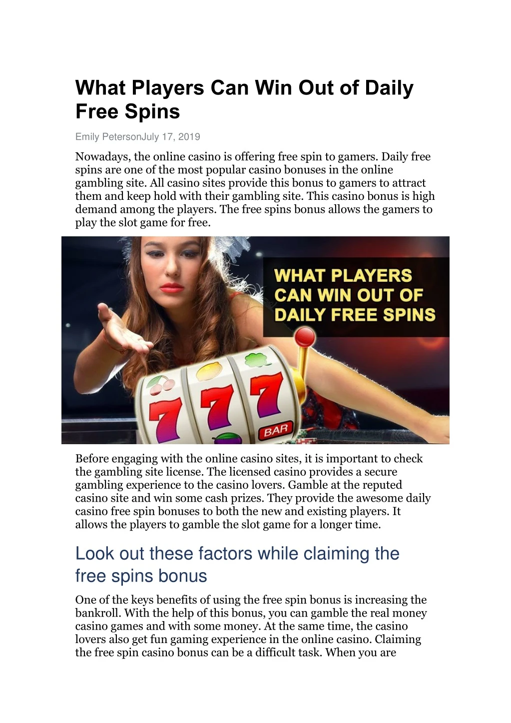 what players can win out of daily free spins