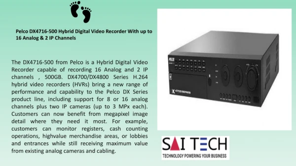 Pelco DX4716-500 Hybrid Digital Video Recorder With up to 16 Analog & 2 IP Channels