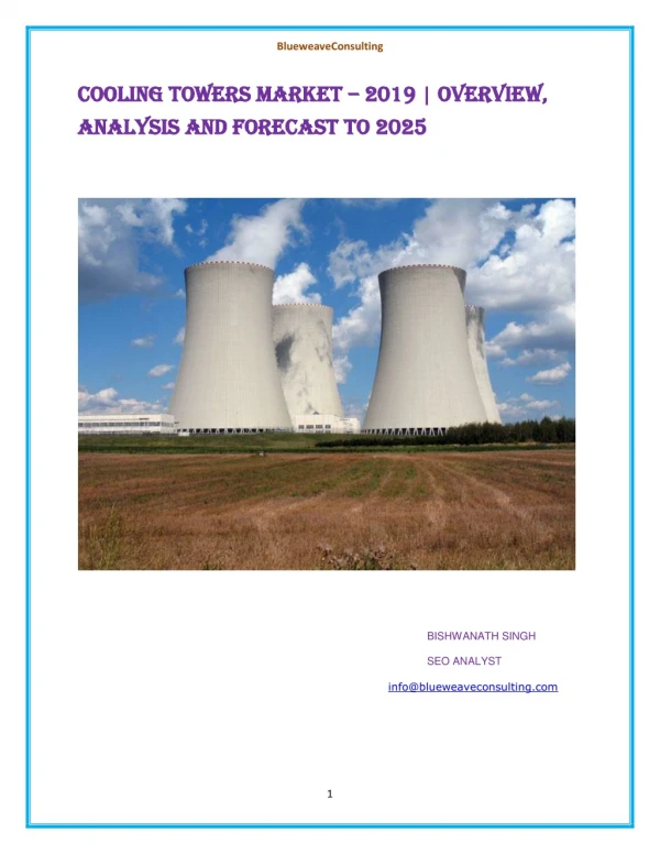 Global Cooling Towers Market Analyzed by Business Growth, Development Factors, Application and Future Prospects