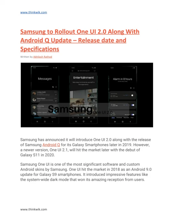 Samsung to Rollout One UI 2.0 Along With Android Q Update