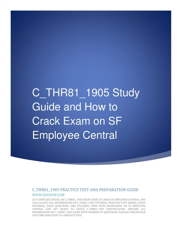 C_THR81_1905 Success Story and How to Crack Exam on SF Employee Central