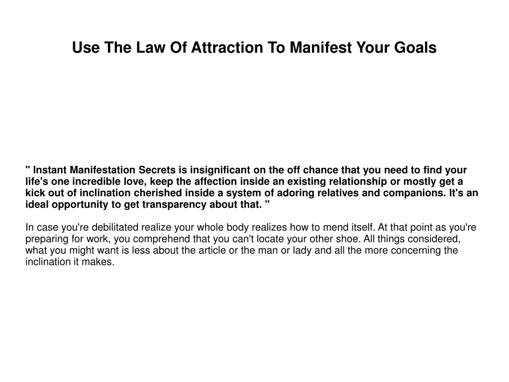 use the law of attraction to manifest your goals