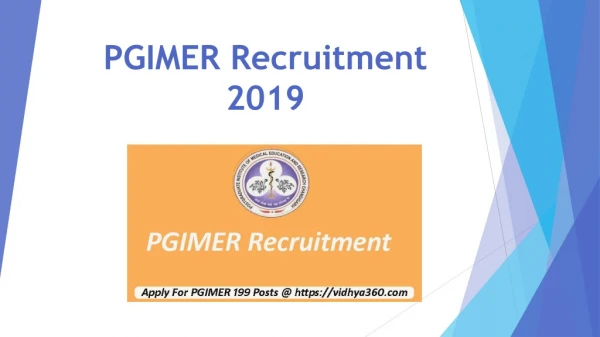 PGIMER Recruitment 2019: Online Apply For PGIMER Group B & C Jobs
