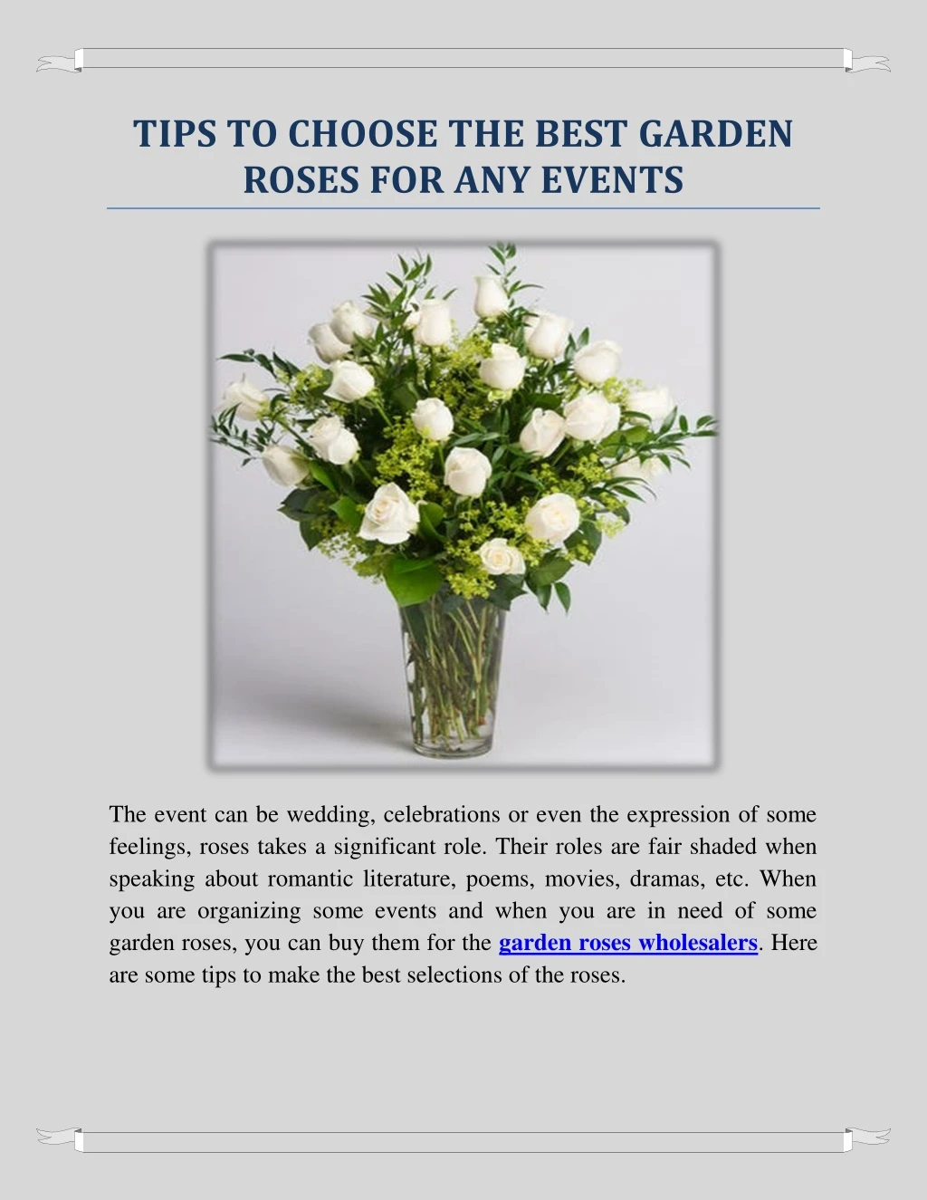 tips to choose the best garden roses