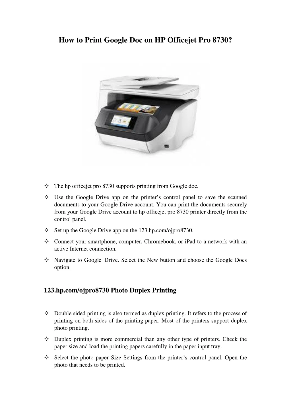 how to print google doc on hp officejet pro 8730