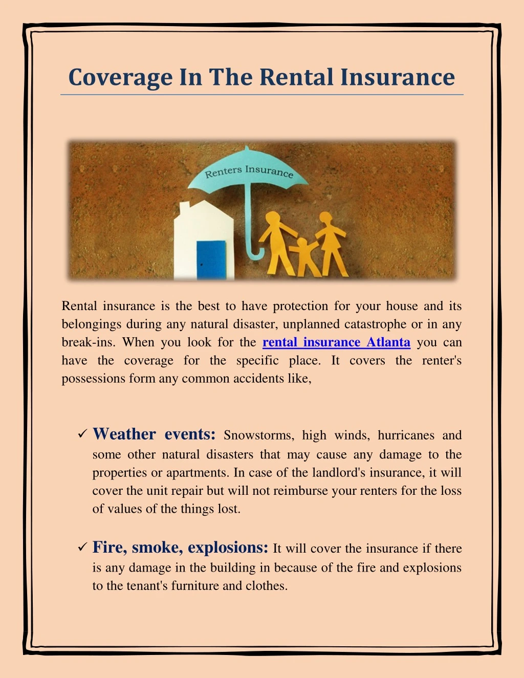 coverage in the rental insurance