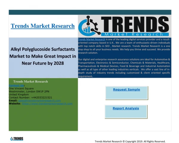 Alkyl Polyglucoside Surfactants Market