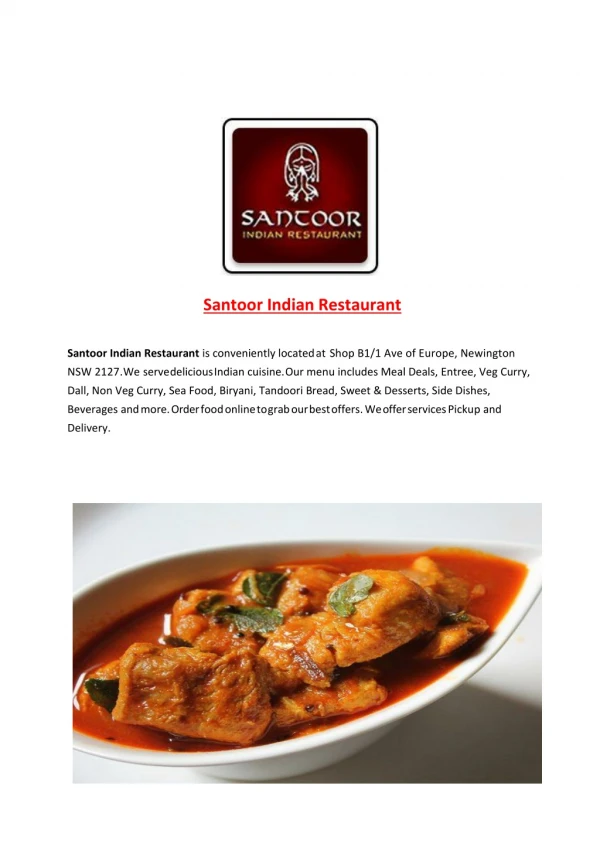 Santoor Indian Restaurant-Newington - Order Food Online