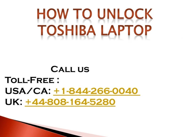 How to unlock Toshiba laptop