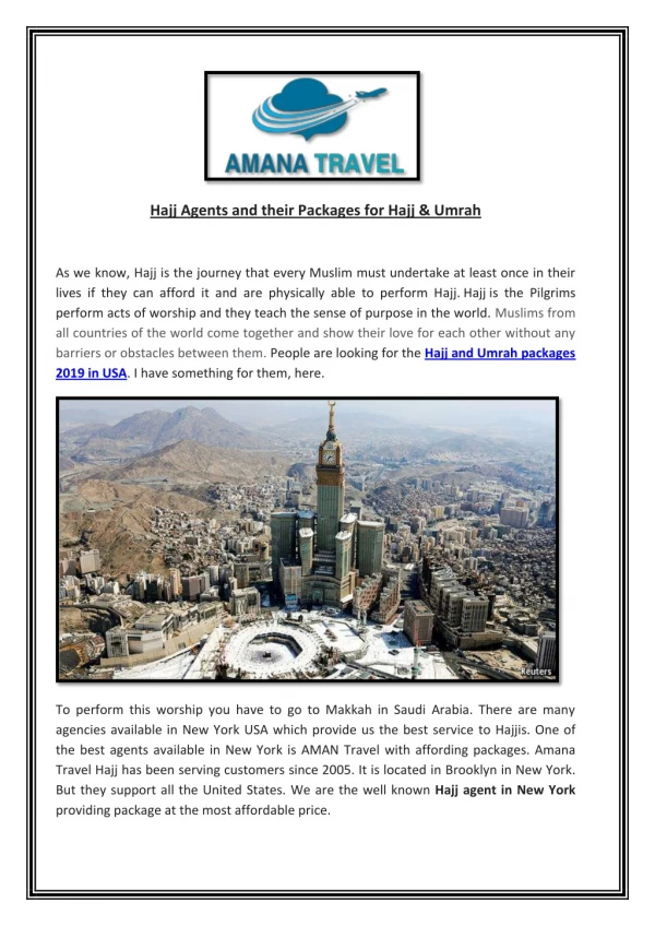 Hajj Agents and their Packages for Hajj & Umrah