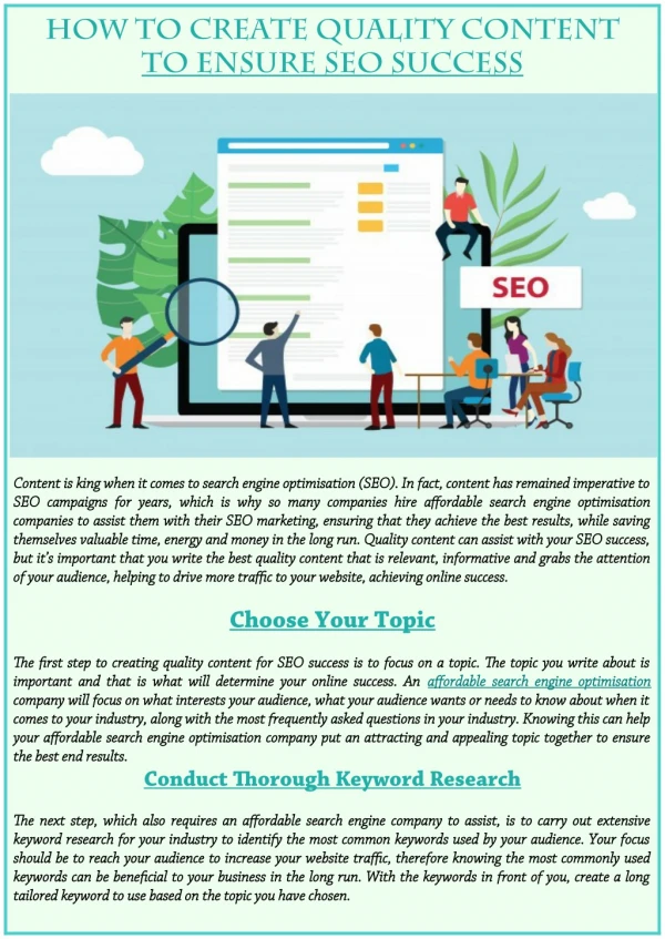 How to Create Quality Content to Ensure SEO Success.