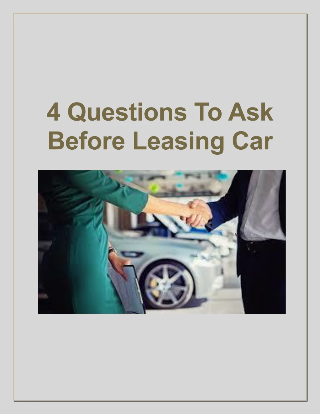 4 questions to ask before leasing car