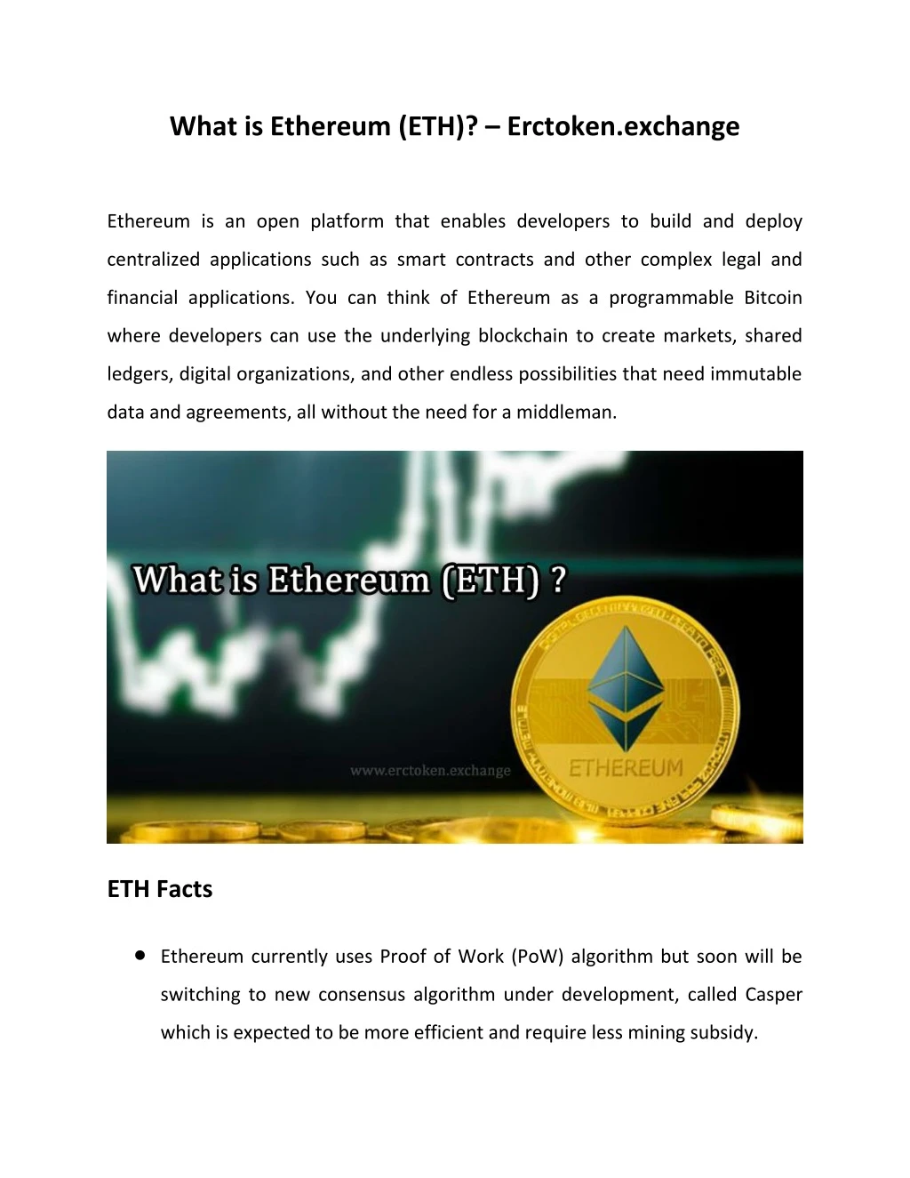 what is ethereum eth erctoken exchange