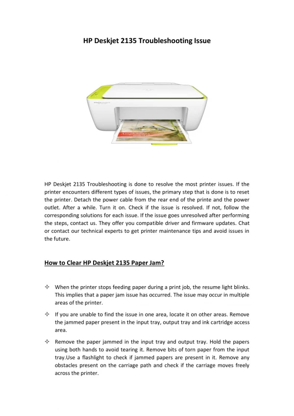 Hp Deskjet 2135 Troubleshooting Issue [Solved]