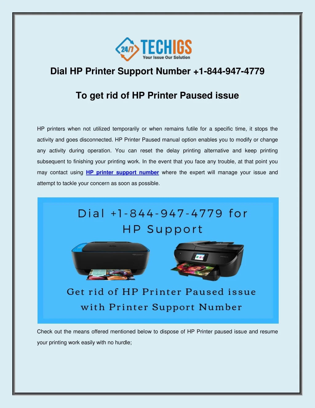 dial hp printer support number 1 844 947 4779
