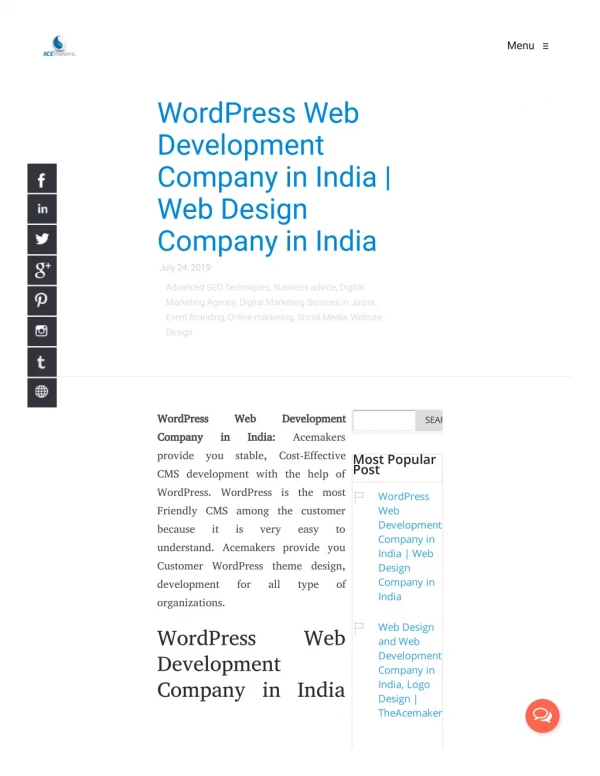 WordPress Web Development Company in India