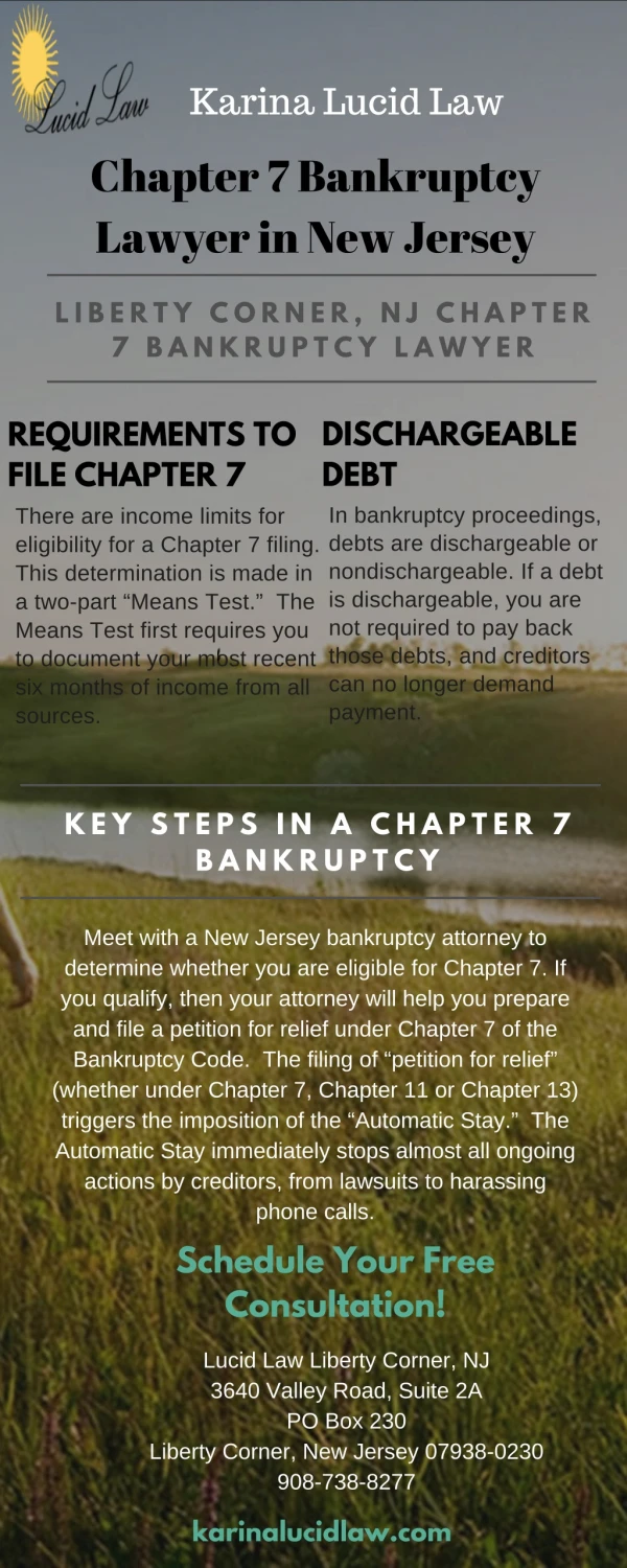 Chapter 7 Bankruptcy Lawyer in New Jersey - Karina Lucid Law