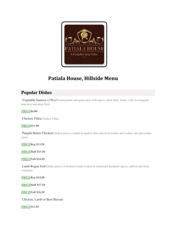 15% Off - Patiala House-A Punjabi Curry Point-Hillside - Order Food Online