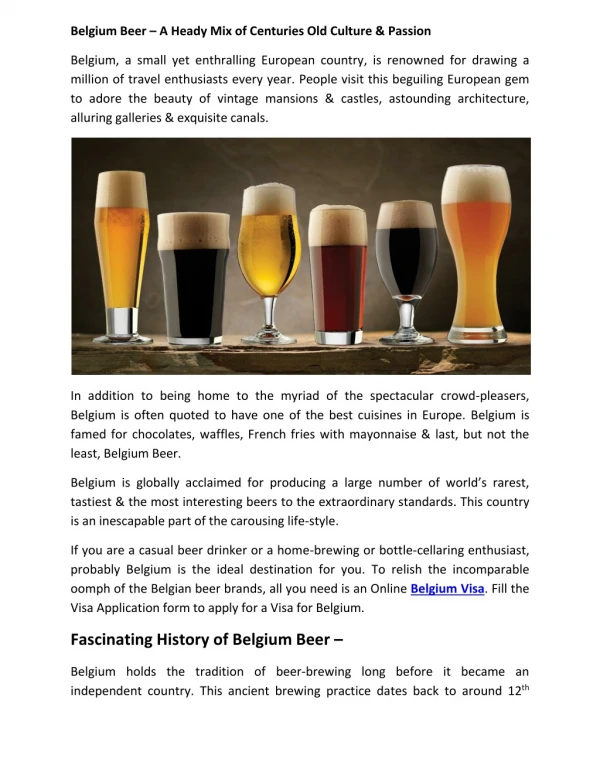 Belgium Beer Brands: An Intangible Cultural Heritage of Belgium