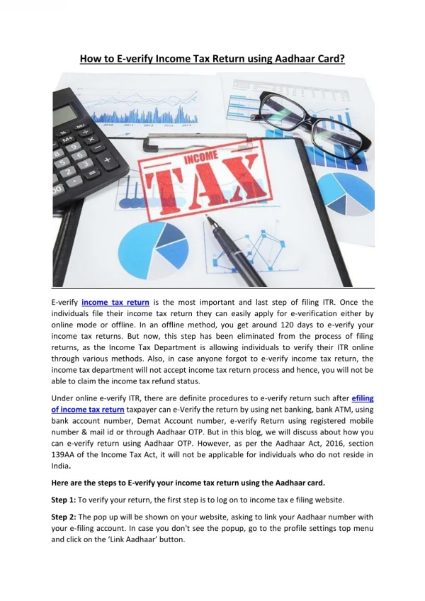 How to E-verify Income Tax Return using Aadhaar Card?