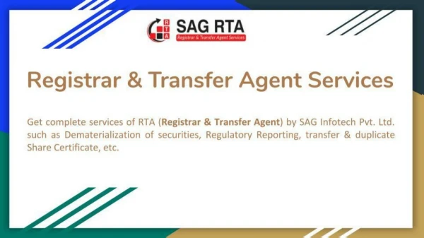 Registrar and Share Transfer Agent Service - SAG RTA