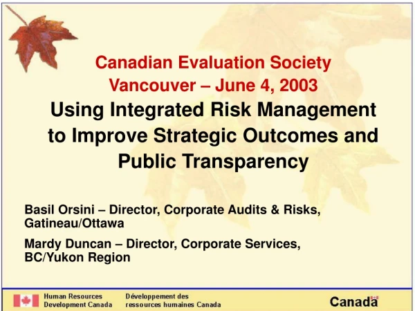 Basil Orsini – Director, Corporate Audits &amp; Risks, Gatineau/Ottawa