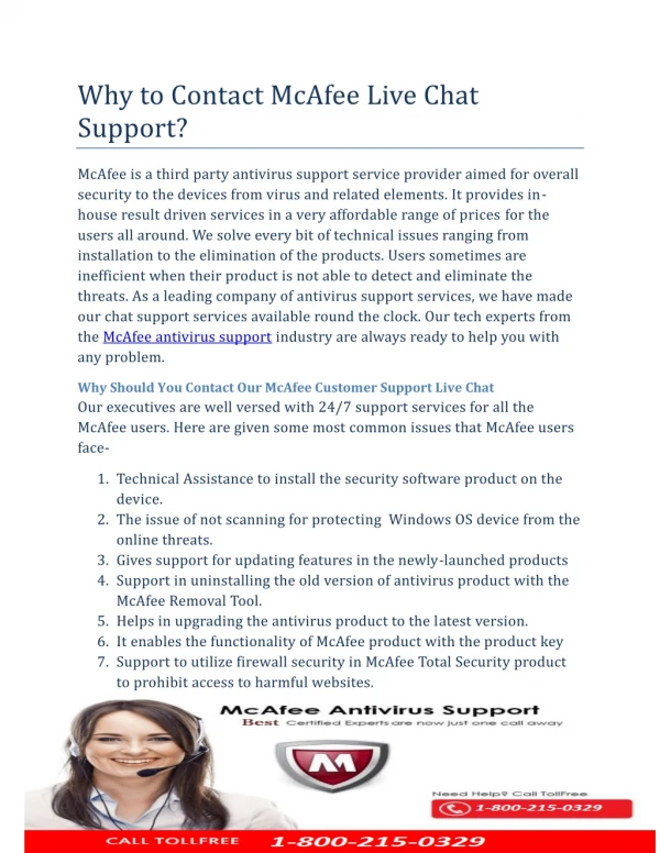 Why should i contact mcafee chat support?