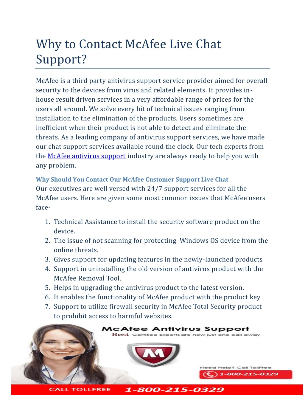 why to contact mcafee live chat support